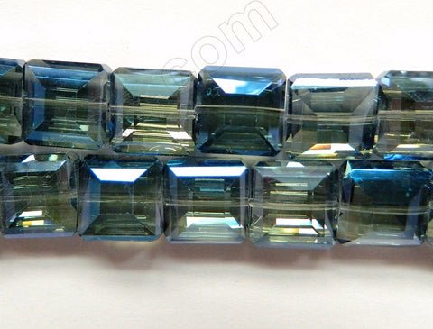 Dark Blue Peacock Crystal  -  Faceted Squares  10"
