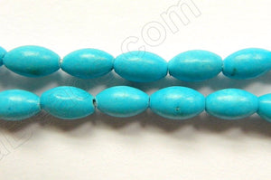 Deep Blue Stablelized Turquoise  -  Smooth Long Rice 16"
