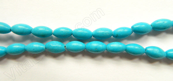 Deep Blue Stablelized Turquoise  -  Smooth Long Rice 16"