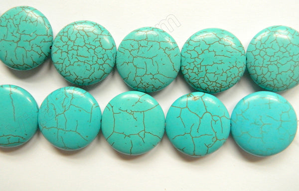 Cracked Chinese Turquoise  -  Puff Coins  16"