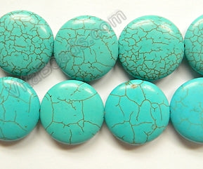 Cracked Chinese Turquoise  -  Puff Coins  16"