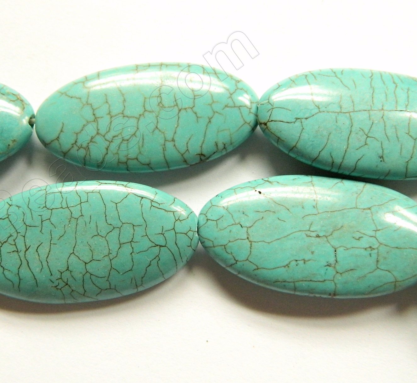 Cracked Chinese Turquoise   -  Puff Long Ovals 16"