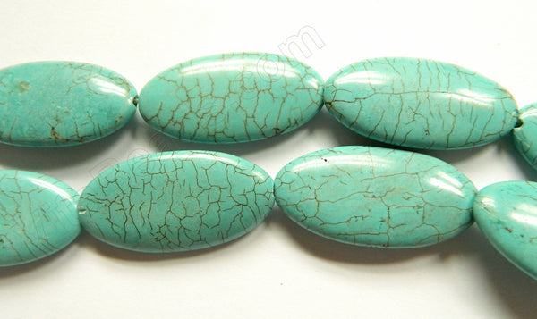 Cracked Chinese Turquoise   -  Puff Long Ovals 16"