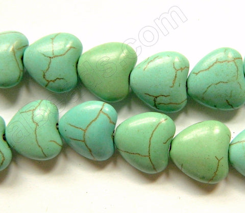 Mixed Green Cracked Turquoise  -  Puff Heart  16"