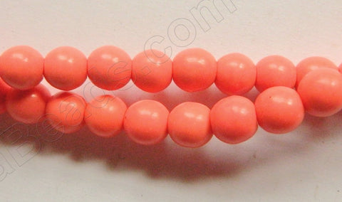 Dark Peach Turquoise  -  Smooth Round Beads  16"    6 mm