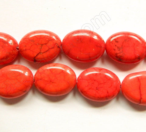 Red Orange Crack Turquoise  -  Puff Ovals  16"
