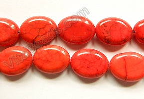 Red Orange Crack Turquoise  -  Puff Ovals  16"