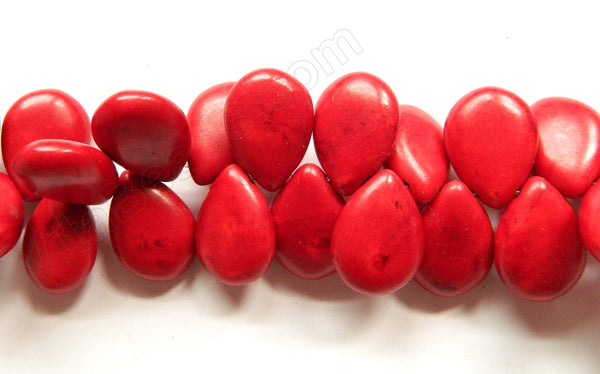 Red Cracked Turquoise  -  Smooth Flat Briolettes  16"