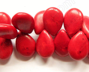 Red Cracked Turquoise  -  Smooth Flat Briolettes  16"
