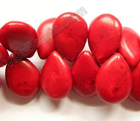 Red Cracked Turquoise  -  Smooth Flat Briolettes  16"