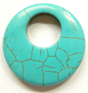 Smooth Pendant - Drop Donut Cracked Chinese Turquoise