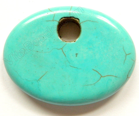 Smooth Pendant - Egg Donut Cracked Chinese Turquoise