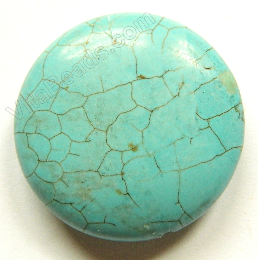 Pendant - Smooth Round - Cracked Turquoise