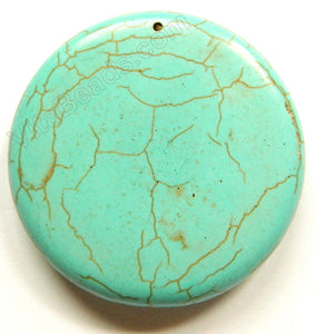 Pendant - Smooth Round - Cracked Turquoise