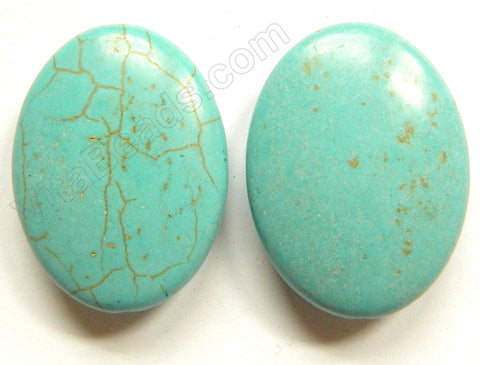 Pendant - Puff Oval Cracked Turquoise