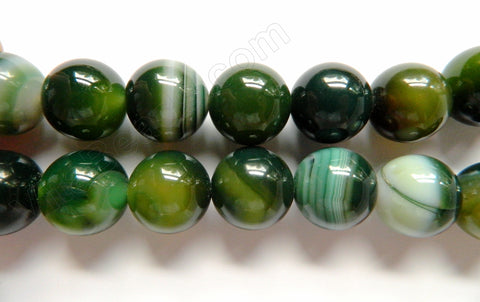 Green Sardonix Agate AA -  Big Smooth Round Beads 16"