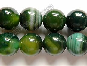 Green Sardonix Agate AA -  Big Smooth Round Beads 16"