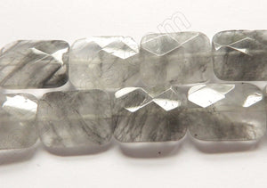 Grey Quartz Natural A  -  Faceted Rectangles  16"
