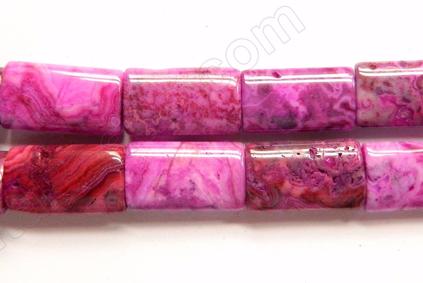 Fuchsia Brazilian Agate  -  Puff Thin Tube  16"