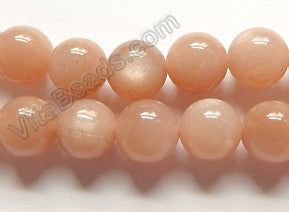 Pink Moonstone A  -  Smooth Round Beads  16"