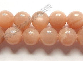 Pink Moonstone A  -  Smooth Round Beads  16"