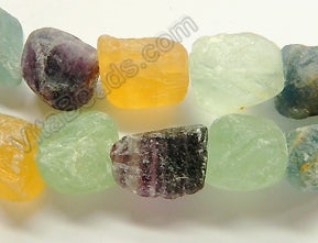 Rough rainbow Fluorite w/ Yellow, Blue  -  Big Tumble Nuggets  16"
