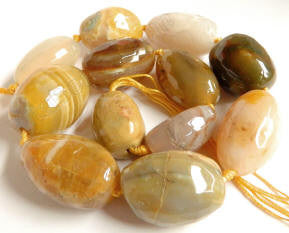 Yellow Botswana Agate  -  Graduated Faceted Tumble 17"     20 x 30 mm to 25 x 30 mm