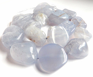 Blue Chalcedony AA Natural  -  Graduated Smooth Tumble 16"