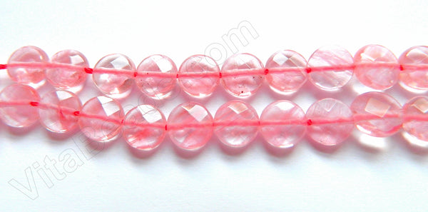 Cherry Quartz - Faceted Coin 16"     8 x 8 mm