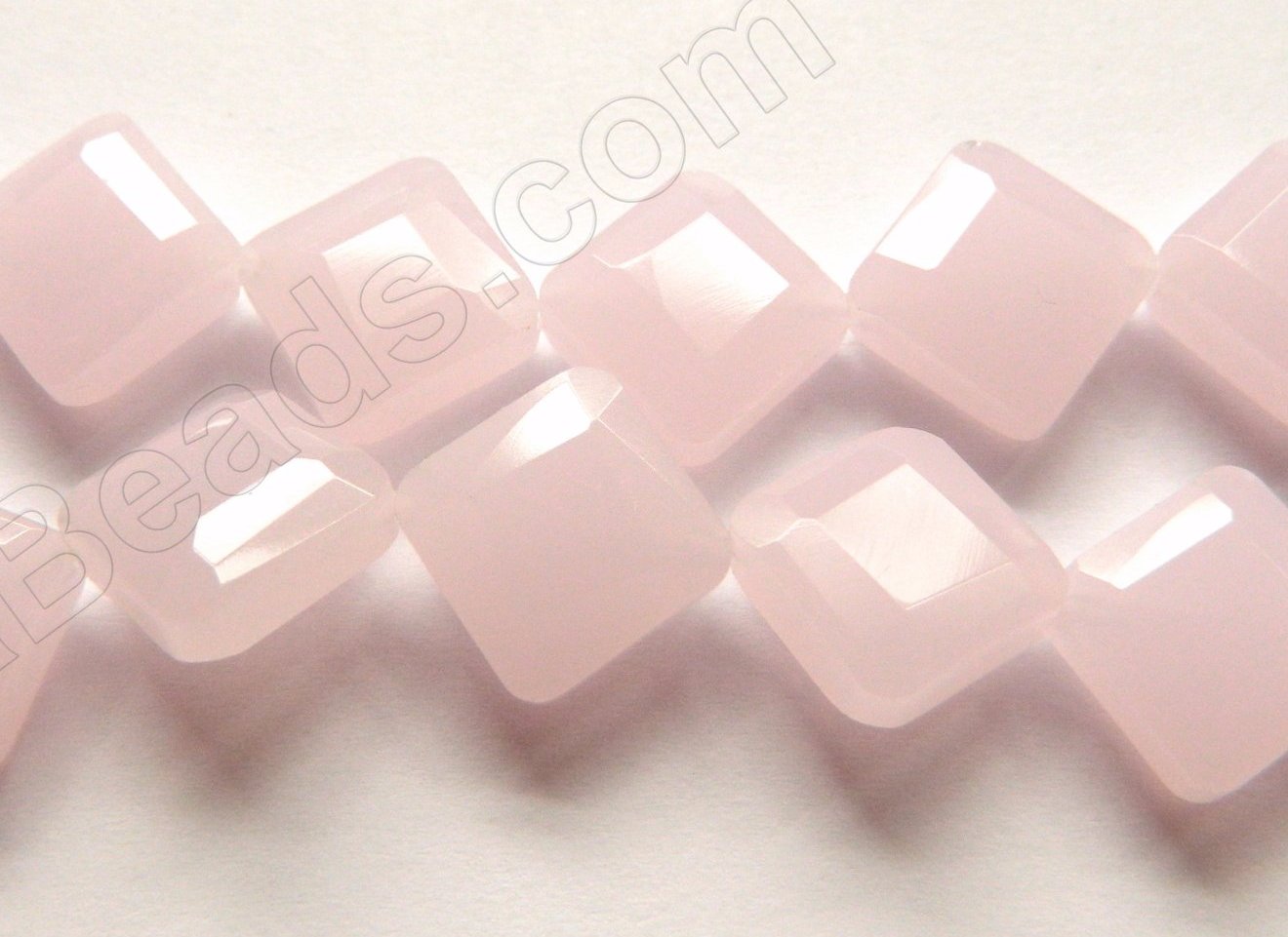 Double Edge Di-drilled Faceted Square  -  Pink Chalcedony  16"