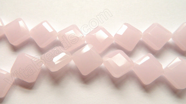 Double Edge Di-drilled Faceted Square  -  Pink Chalcedony  16"