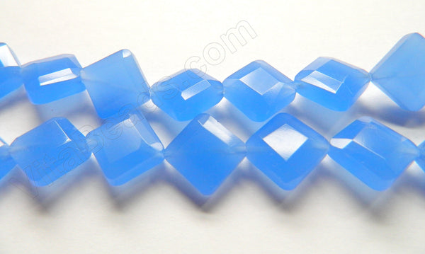 Double Edge Di-drilled Faceted Square  -  Dark Blue Chalcedony  16"