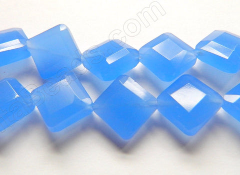Double Edge Di-drilled Faceted Square  -  Dark Blue Chalcedony  16"