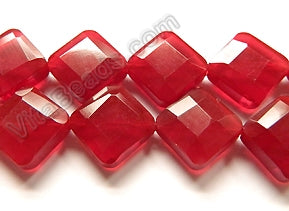 Double Edge Di-drilled Faceted Square  -  Red Win. Qtz  16"