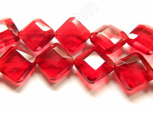 Double Edge Di-drilled Faceted Square  -  Red Win. Crystal  16"