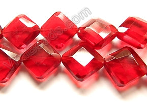Double Edge Di-drilled Faceted Square  -  Red Win. Crystal  16"