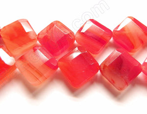 Double Edge Di-drilled Faceted Square  -  Fire Qtz  16"