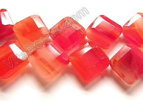 Double Edge Di-drilled Faceted Square  -  Fire Qtz  16"
