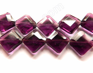 Double Edge Di-drilled Faceted Square  -  Dark Amethyst Crystal  16"