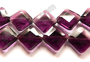 Double Edge Di-drilled Faceted Square  -  Dark Amethyst Crystal  16"