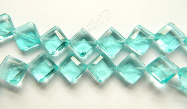 Double Edge Di-drilled Faceted Square  -  Amazonite Blue Crystal  16"