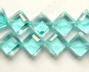 Double Edge Di-drilled Faceted Square  -  Amazonite Blue Crystal  16"