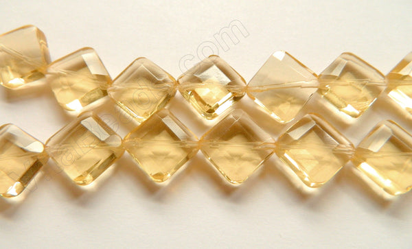Double Edge Di-drilled Faceted Square  -  Light Champ. Crystal  16"