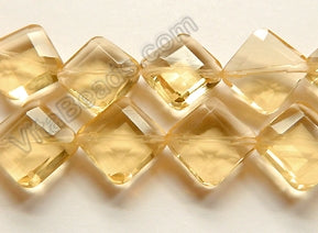 Double Edge Di-drilled Faceted Square  -  Light Champ. Crystal  16"