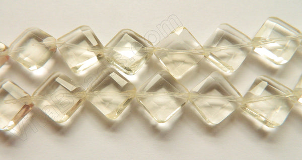 Double Edge Di-drilled Faceted Square  -  Lemon Crystal  16"