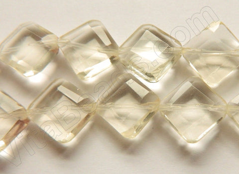 Double Edge Di-drilled Faceted Square  -  Lemon Crystal  16"