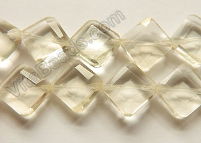 Double Edge Di-drilled Faceted Square  -  Lemon Crystal  16"