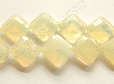 Double Edge Di-drilled Faceted Square  -   Pineapple Qtz White  16"