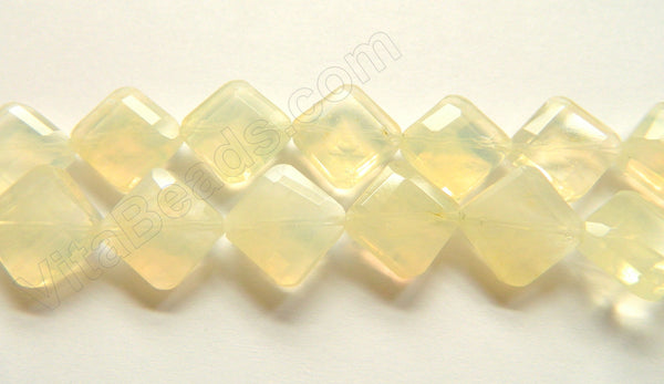 Double Edge Di-drilled Faceted Square  -   Pineapple Qtz White  16"