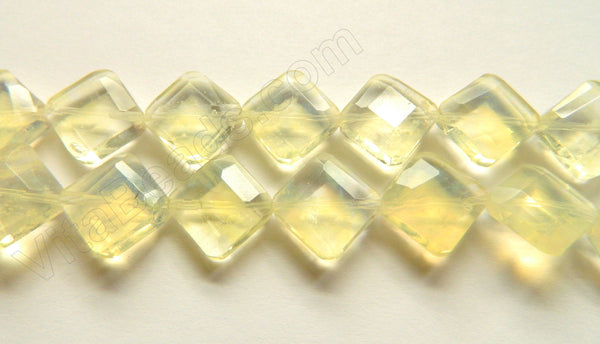 Double Edge Di-drilled Faceted Square  -   Pineapple Qtz Yellow  16"